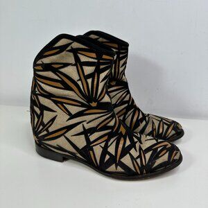JIMMY CHOO Mina Nude Black Women's Size 37 7 Flat Ankle Boots